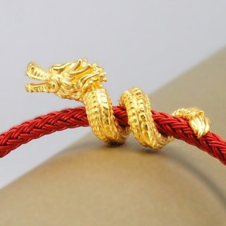 Pure Gold Coiled Dragon Charm | Anya Jewelry