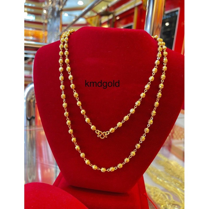 Genuine 1 Baht Gold Bead Necklace - KMDGold