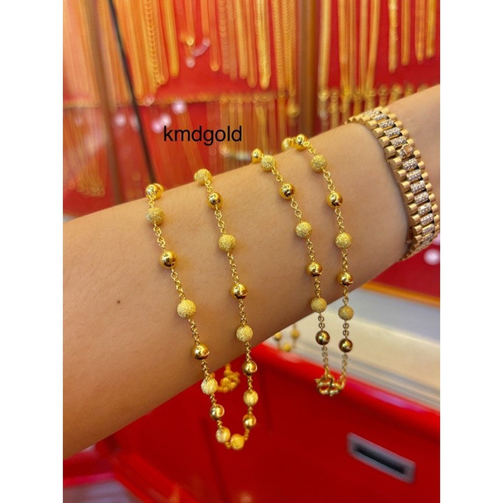 Genuine 1 Baht Gold Bead Necklace - KMDGold