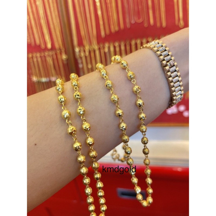 Genuine 1 Baht Gold Bead Necklace - KMDGold