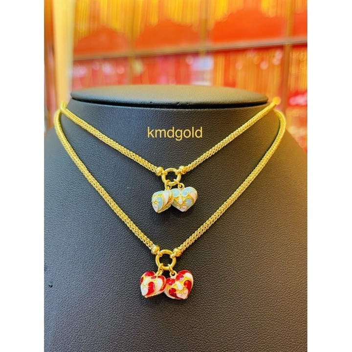 1 Baht Gold Enamel Pendant Necklace - KMDGold Yaowarat
