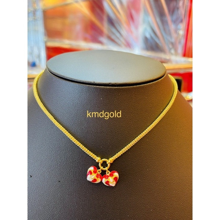 1 Baht Gold Enamel Pendant Necklace - KMDGold Yaowarat