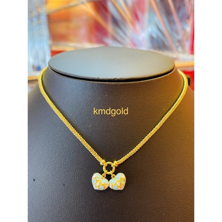 1 Baht Gold Enamel Pendant Necklace - KMDGold Yaowarat