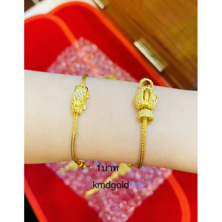 Solid Gold Pixiu Bracelet (1 Baht) | KMDGold