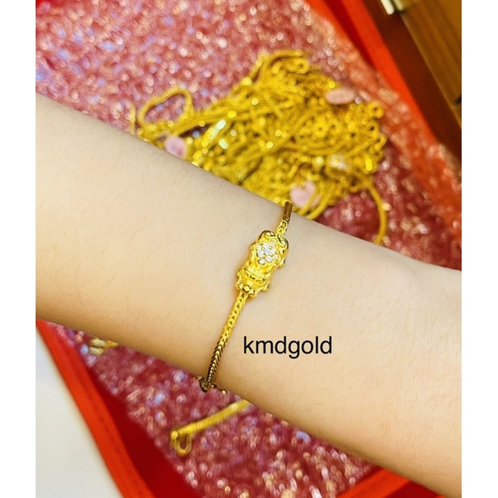 Solid Gold Pixiu Bracelet (1 Baht) | KMDGold