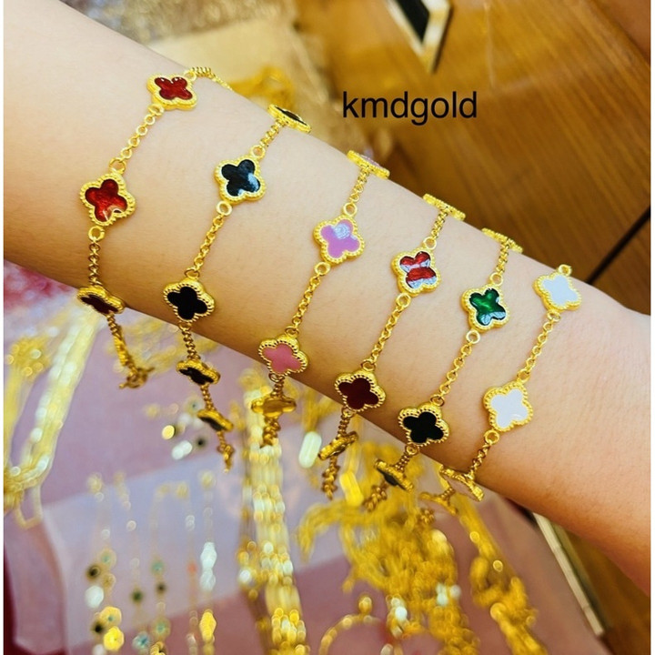 14k Gold Bracelet with Enamel Design - KMDGold