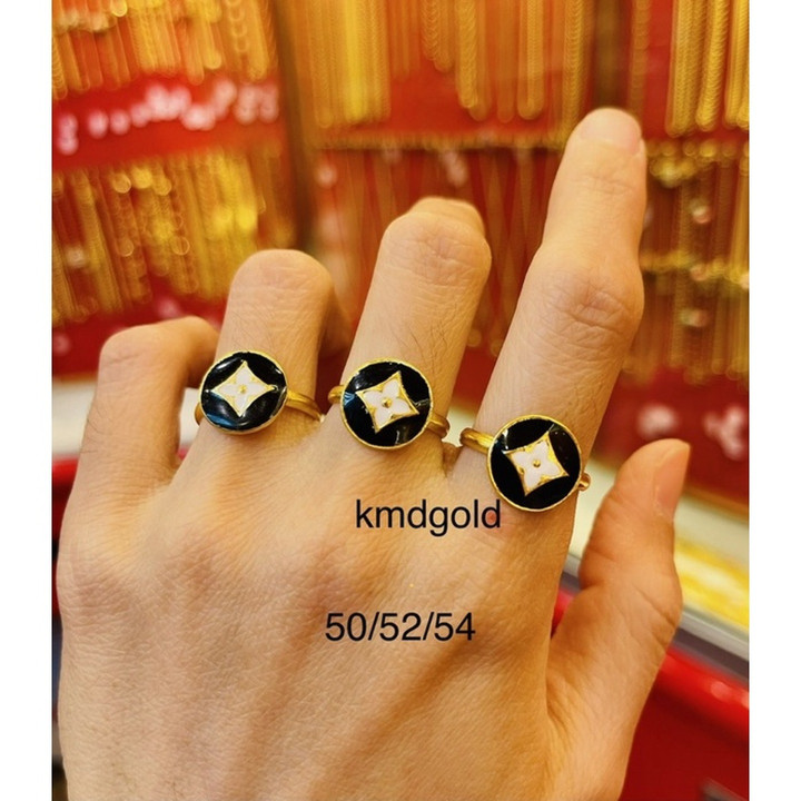 24K金戒指 - 纯金时尚珐琅设计