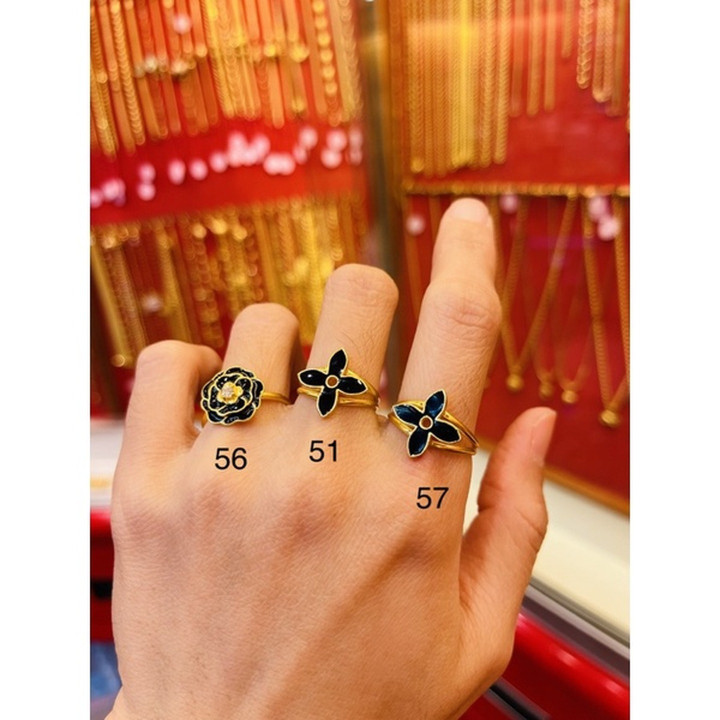 24K金戒指 - 纯金时尚珐琅设计