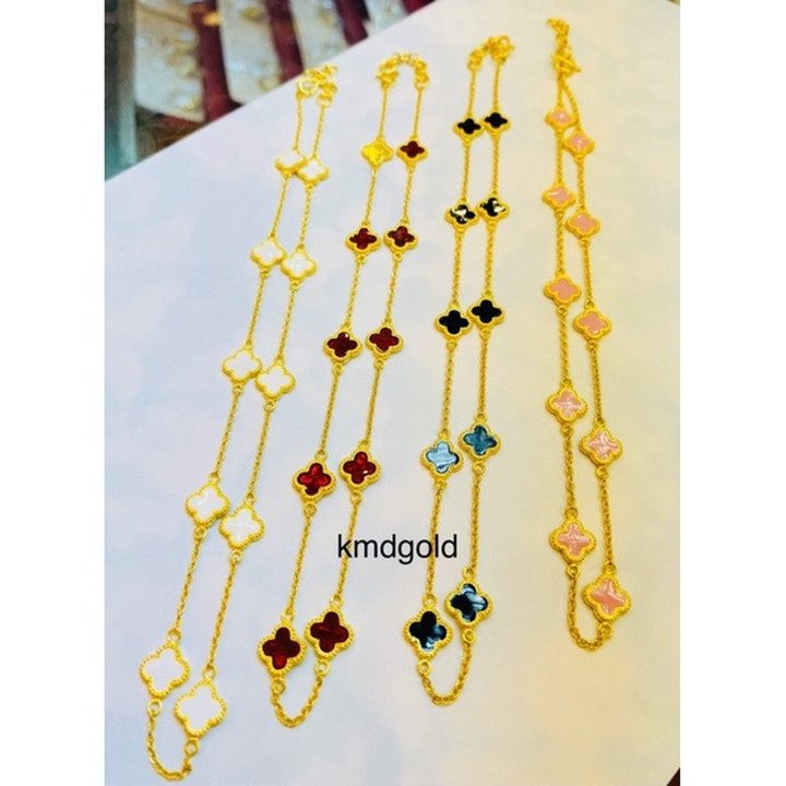1 Baht Genuine Gold Necklace with Enamel Design
