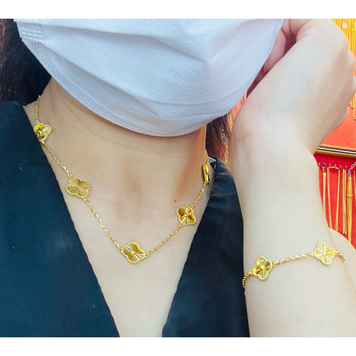 1 Baht Genuine Gold Necklace with Enamel Design