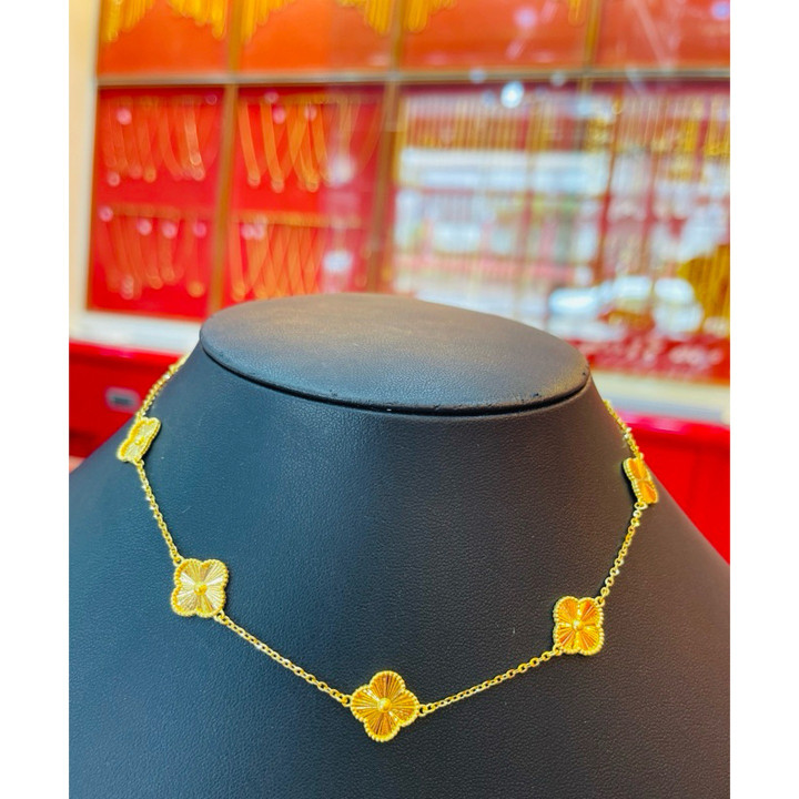 1 Baht Genuine Gold Necklace with Enamel Design