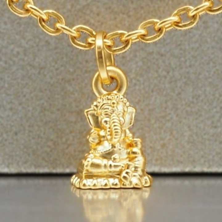 黄金安雅象头神吊坠 - 祝福姿态，99.9%纯金