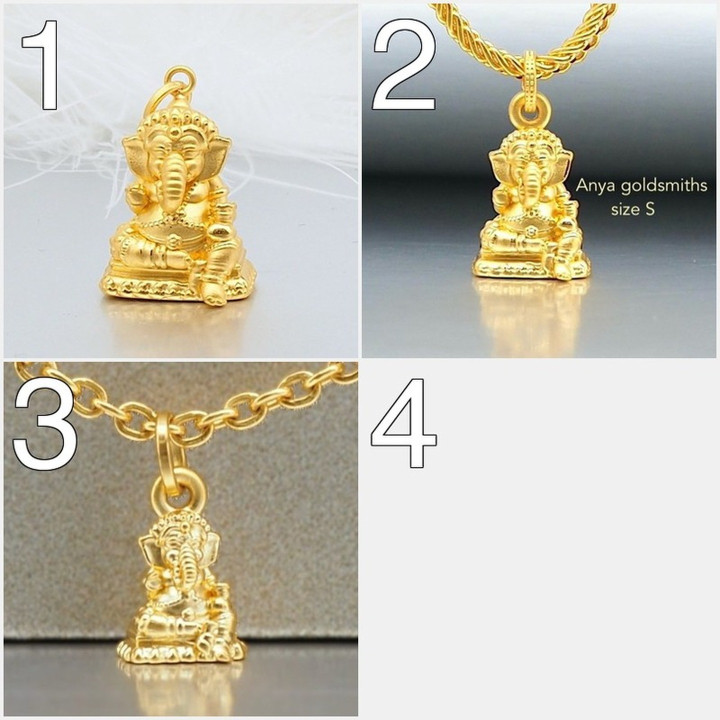 黄金安雅象头神吊坠 - 祝福姿态，99.9%纯金