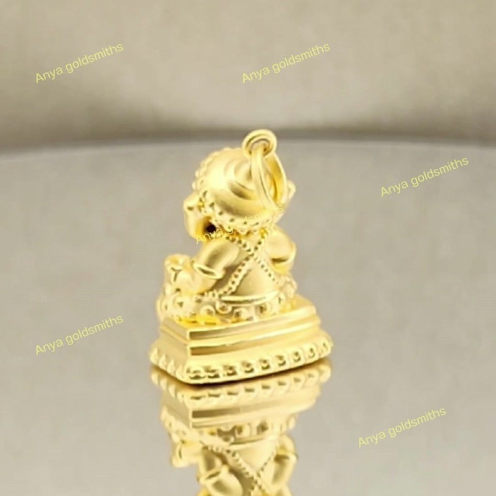 黄金安雅象头神吊坠 - 祝福姿态，99.9%纯金