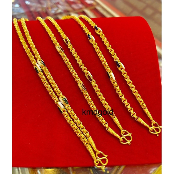 Genuine 1 Baht Gold Necklace - Enamelled Design by KMDGold
