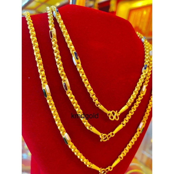 Genuine 1 Baht Gold Necklace - Enamelled Design by KMDGold