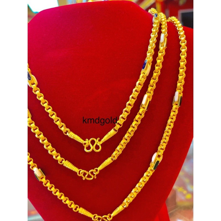 Genuine 1 Baht Gold Necklace - Enamelled Design by KMDGold