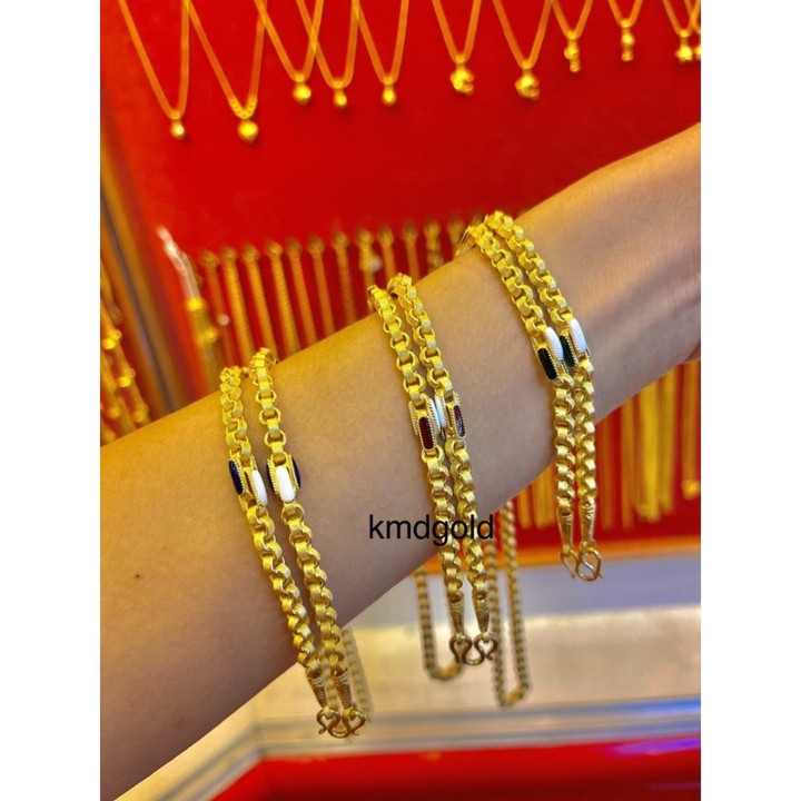 Genuine 1 Baht Gold Necklace - Enamelled Design by KMDGold