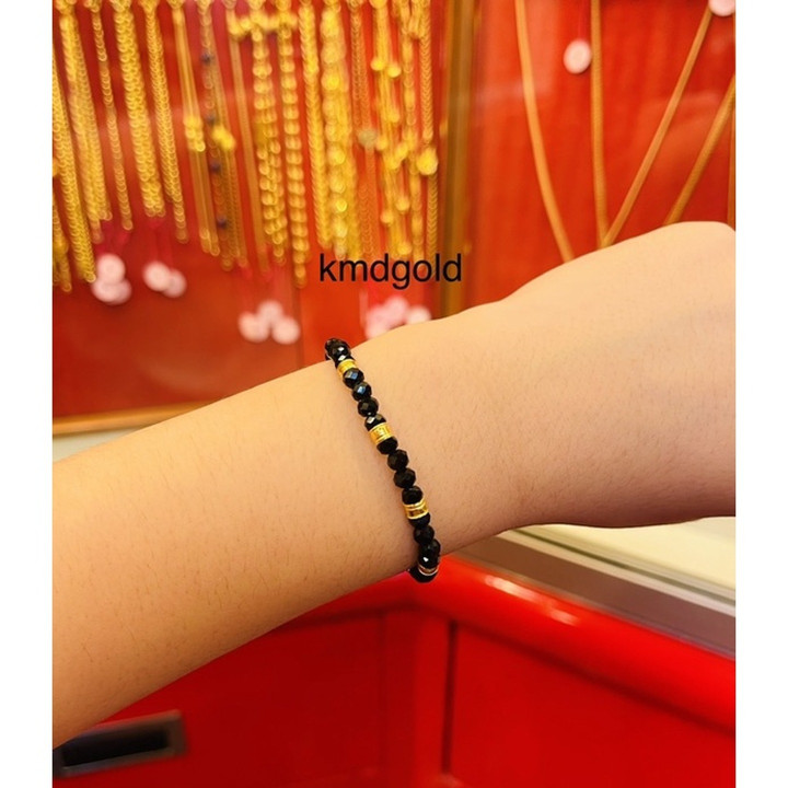 Black Onyx Gold Bracelet - 1/2 Salung Genuine Gold