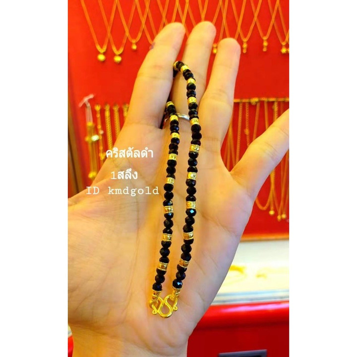 Pure 24K Gold Necklace with Crystal | KMDGold