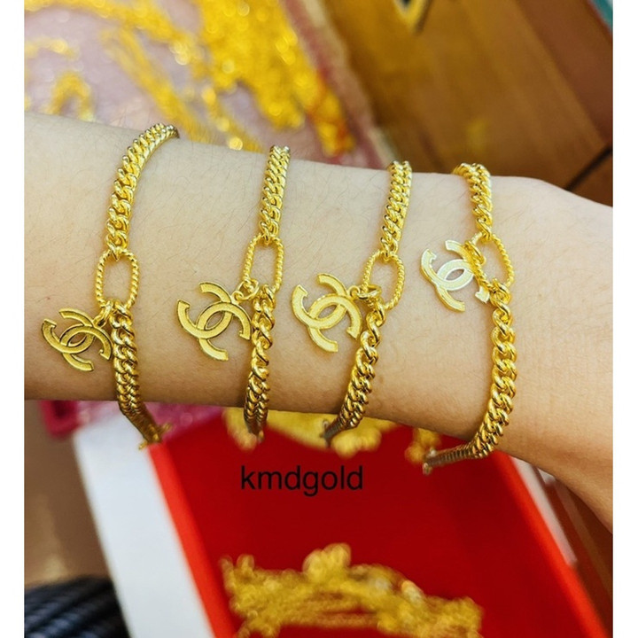 KMD 96.5%纯金手链 - 锆石吊坠