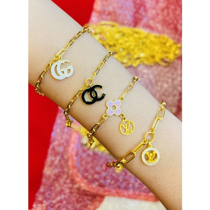 KMD 96.5%纯金手链 - 锆石吊坠