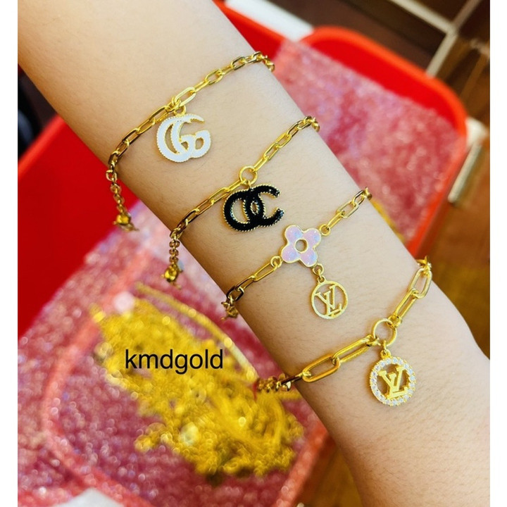 KMD 96.5%纯金手链 - 锆石吊坠