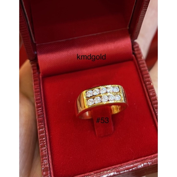 真金戒指（90%黄金），镶嵌立方氧化锆钻石