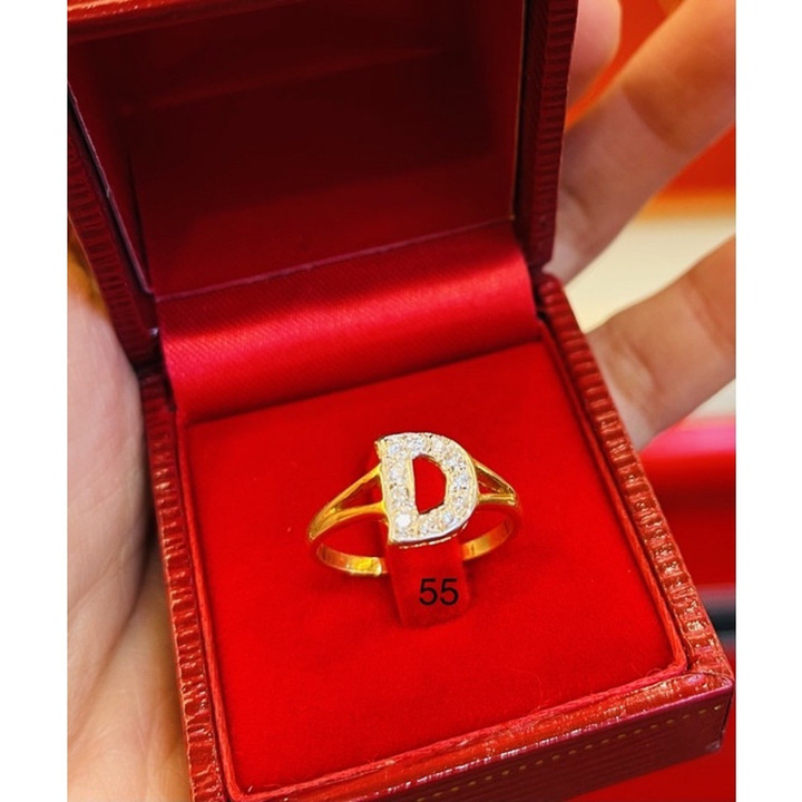 真金戒指（90%黄金），镶嵌立方氧化锆钻石