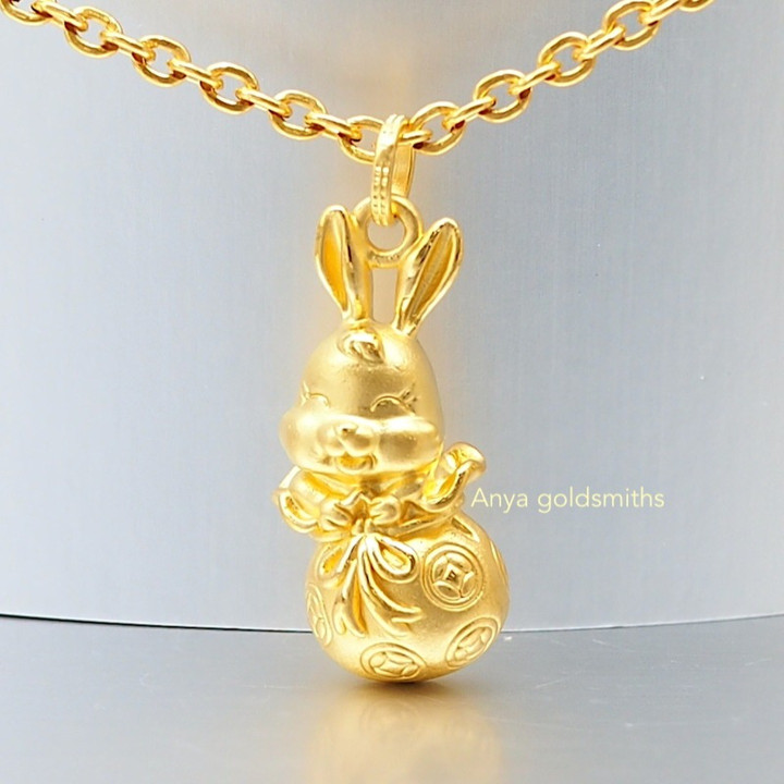 Luxury Anya Rabbit Gold Pendant | 99.9% Pure Gold