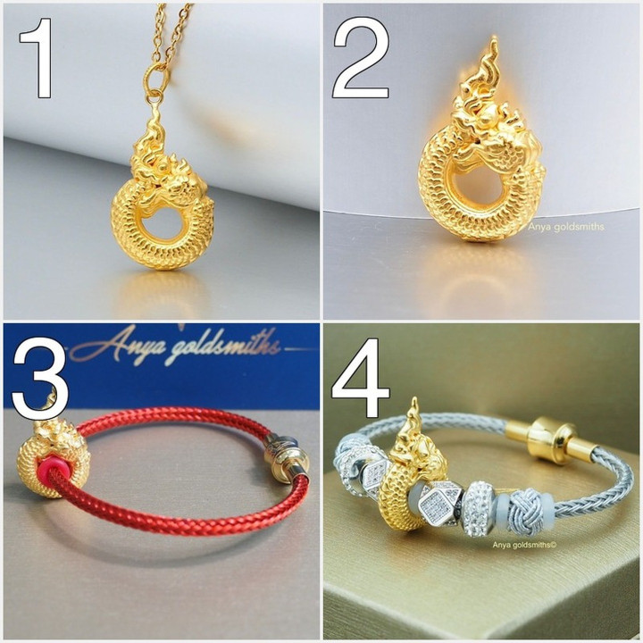 Anya Naga 蛇形吊坠 - 纯金首饰