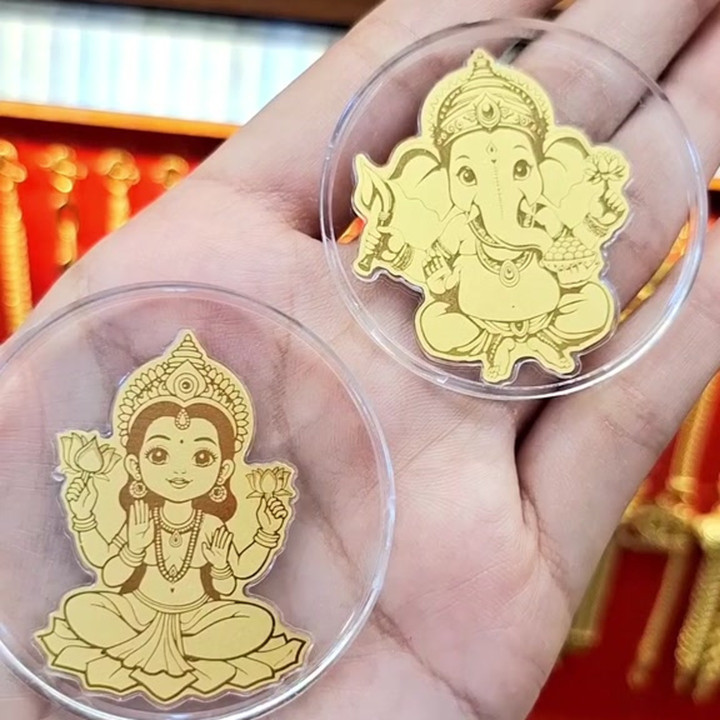 24K Pure Gold Ganesha/Lakshmi Sticker (0.1g)