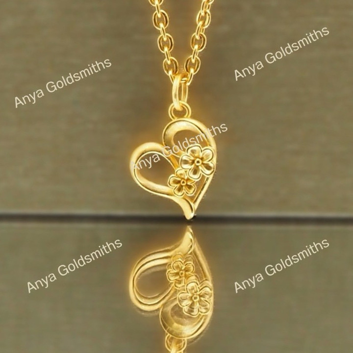 Anya Daisy Heart Pendant - 99.9% Pure Gold