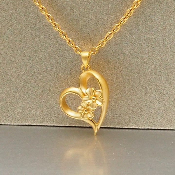 Anya Daisy Heart Pendant - 99.9% Pure Gold