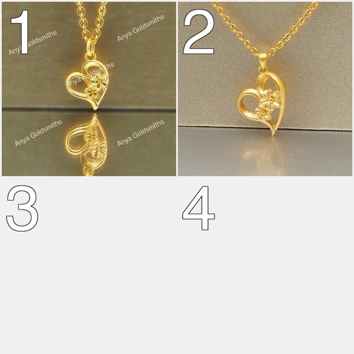 Anya Daisy Heart Pendant - 99.9% Pure Gold