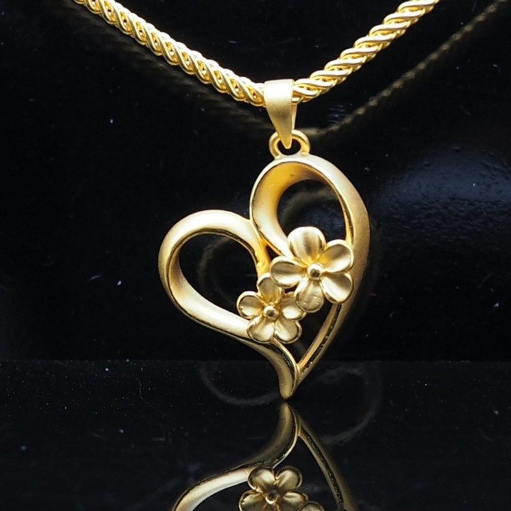 Anya Daisy Heart Pendant - 99.9% Pure Gold