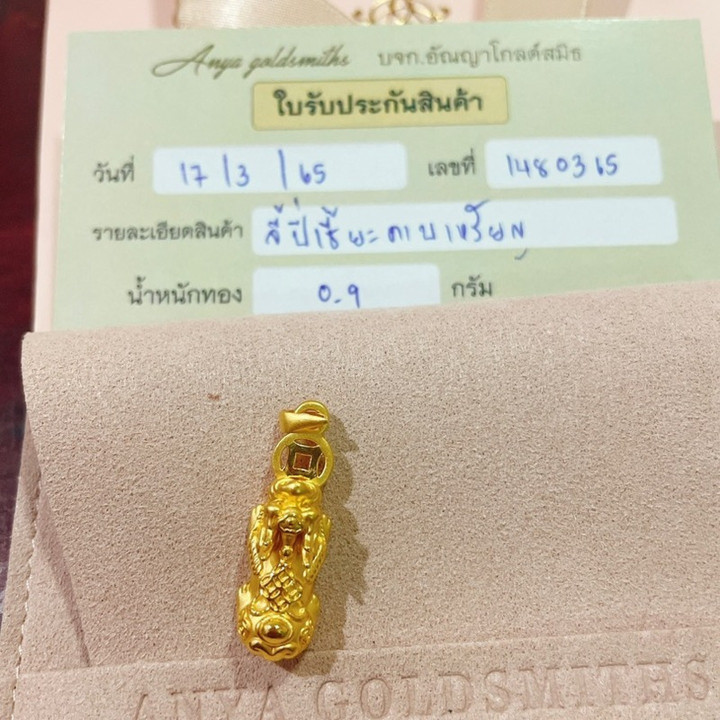 纯金安雅貔貅钱币吊坠，寓意好运与繁荣