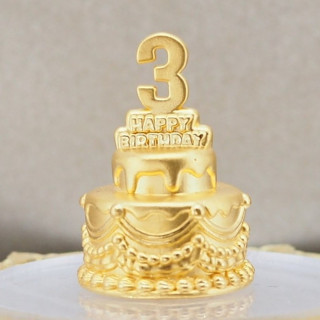 奢华金色数字安雅蛋糕 - 可食用金箔装饰