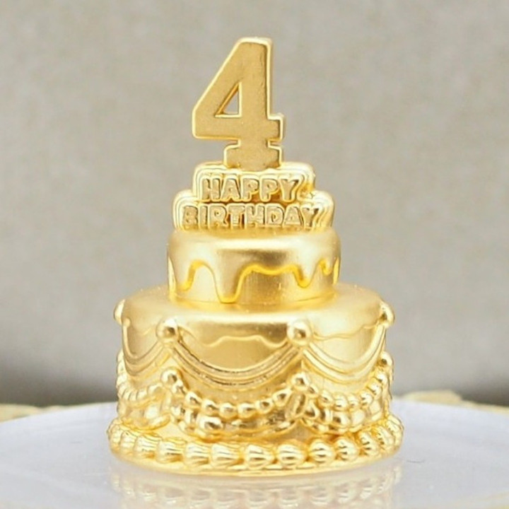 奢华金色数字安雅蛋糕 - 可食用金箔装饰