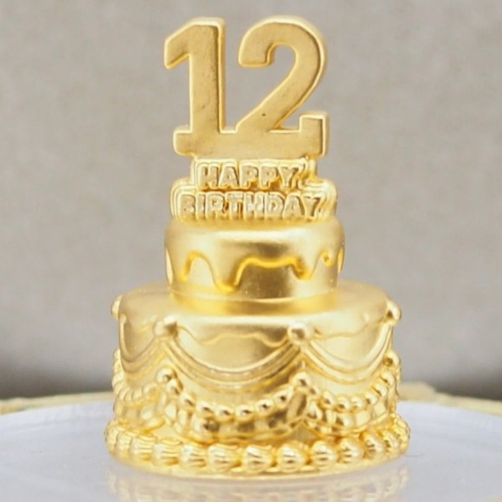 奢华金色数字安雅蛋糕 - 可食用金箔装饰