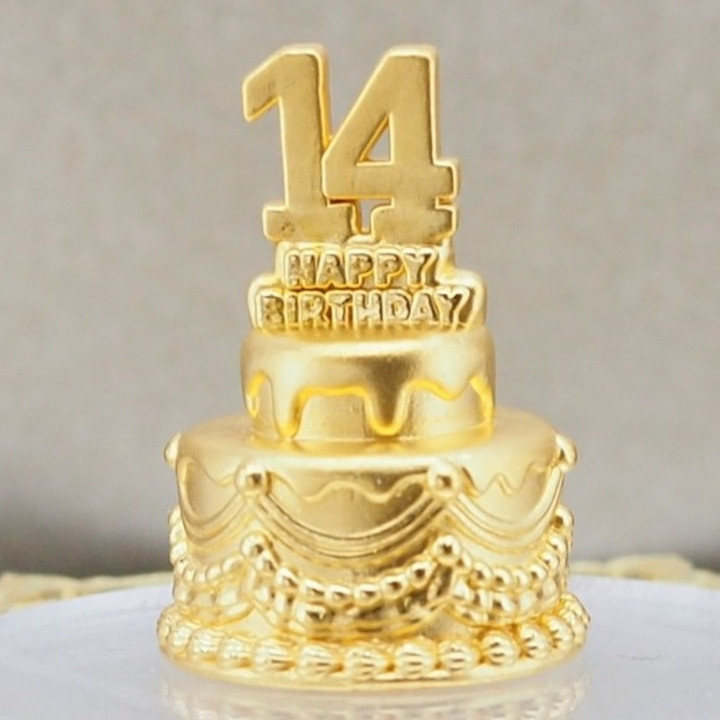 奢华金色数字安雅蛋糕 - 可食用金箔装饰