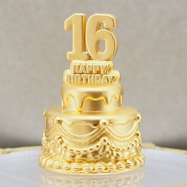 奢华金色数字安雅蛋糕 - 可食用金箔装饰