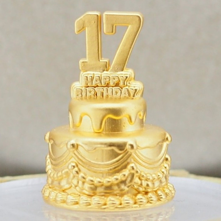 奢华金色数字安雅蛋糕 - 可食用金箔装饰