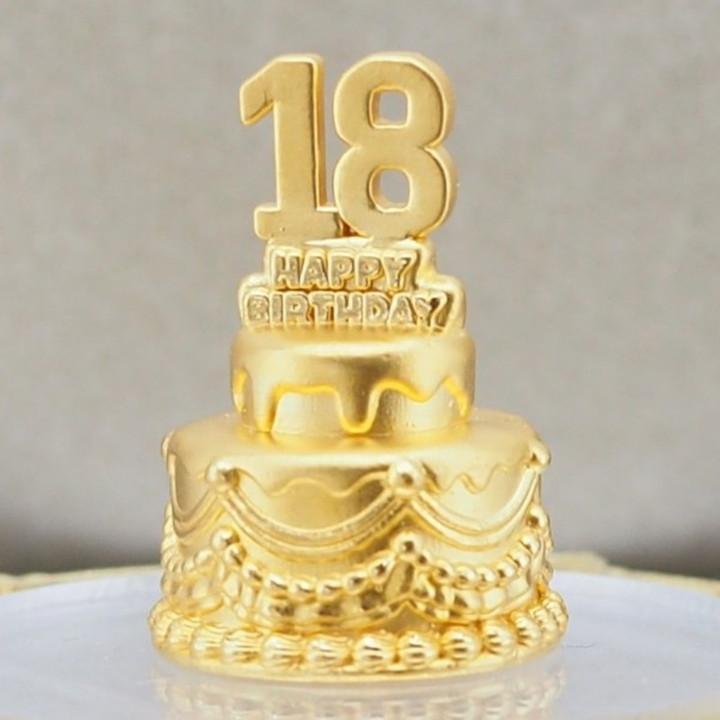 奢华金色数字安雅蛋糕 - 可食用金箔装饰
