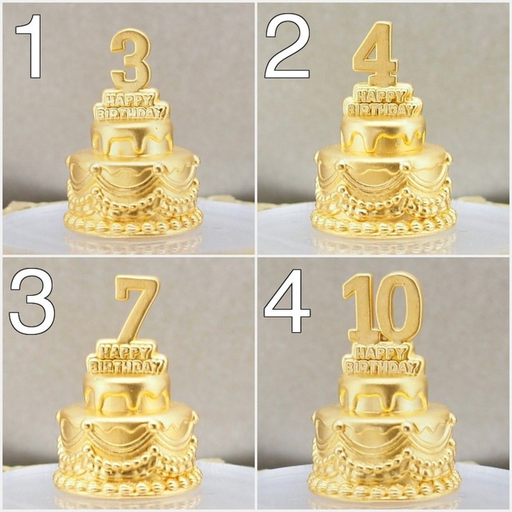 奢华金色数字安雅蛋糕 - 可食用金箔装饰