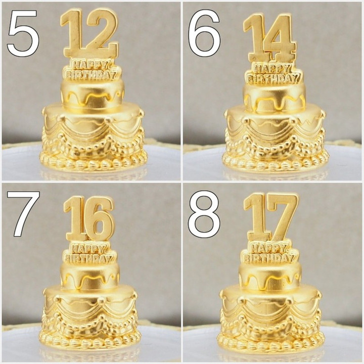 奢华金色数字安雅蛋糕 - 可食用金箔装饰