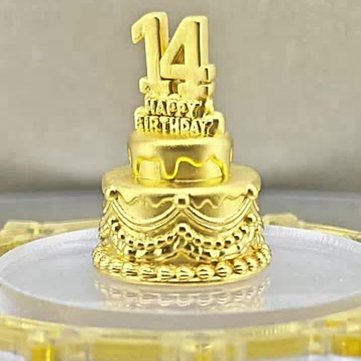 奢华金色数字安雅蛋糕 - 可食用金箔装饰