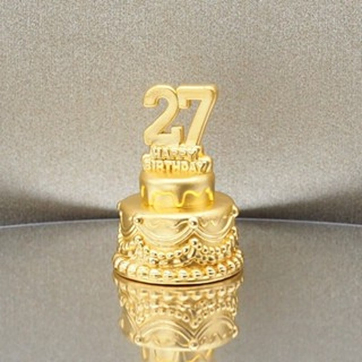 奢华金色数字安雅蛋糕 - 可食用金箔装饰