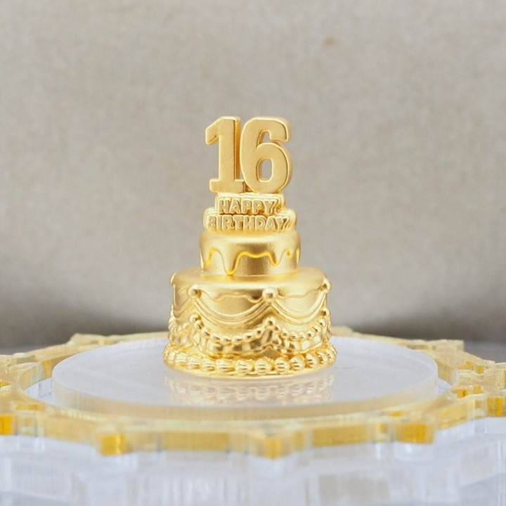 奢华金色数字安雅蛋糕 - 可食用金箔装饰