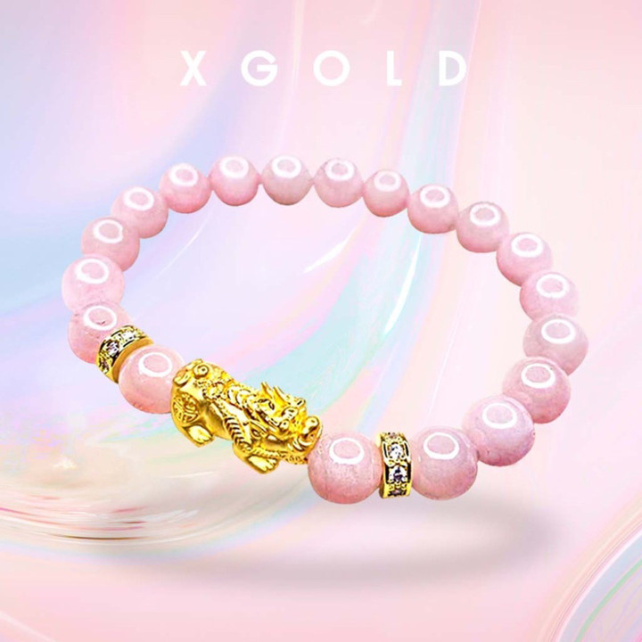 真金貔貅水下宝石吊坠一对